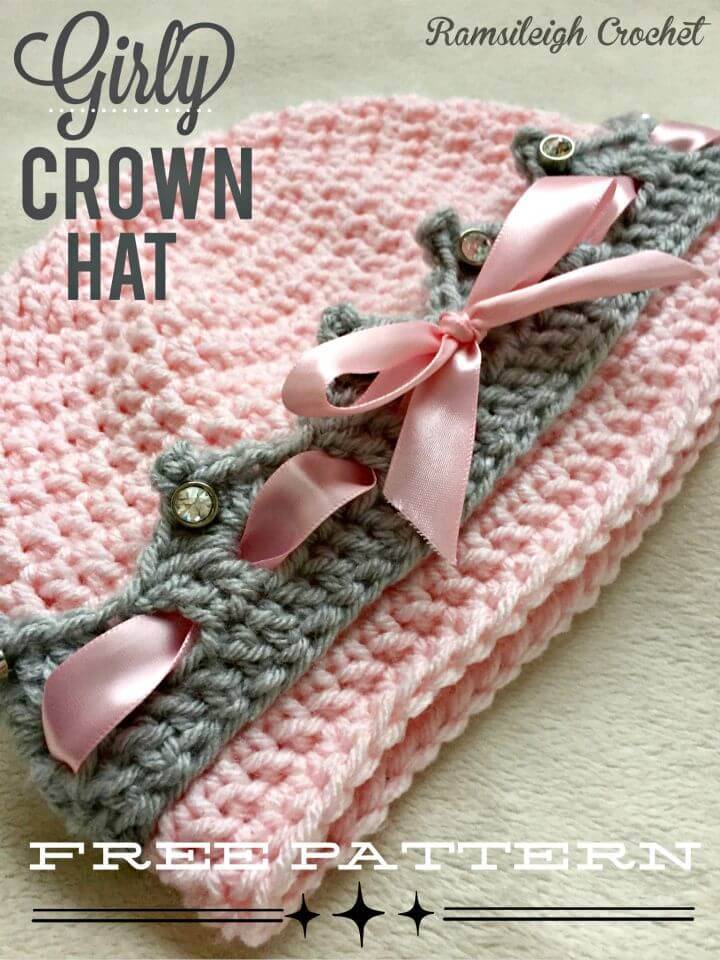 Free Crochet Girly Crown Hat Pattern