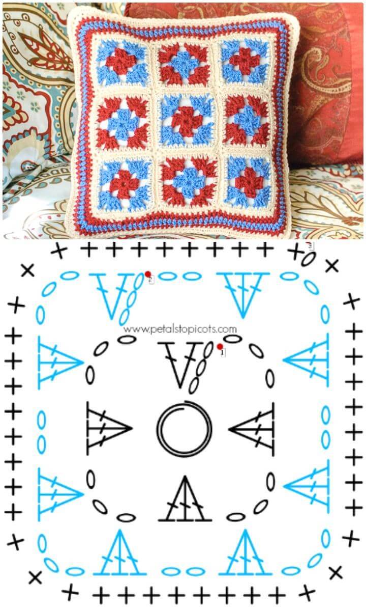 How To Free Crochet Granny Pillow Pattern