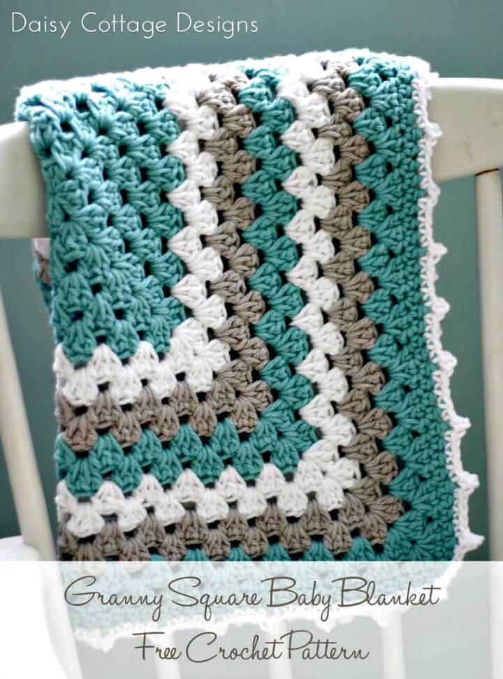 Easy Free Crochet Granny Square Baby Blanket Pattern