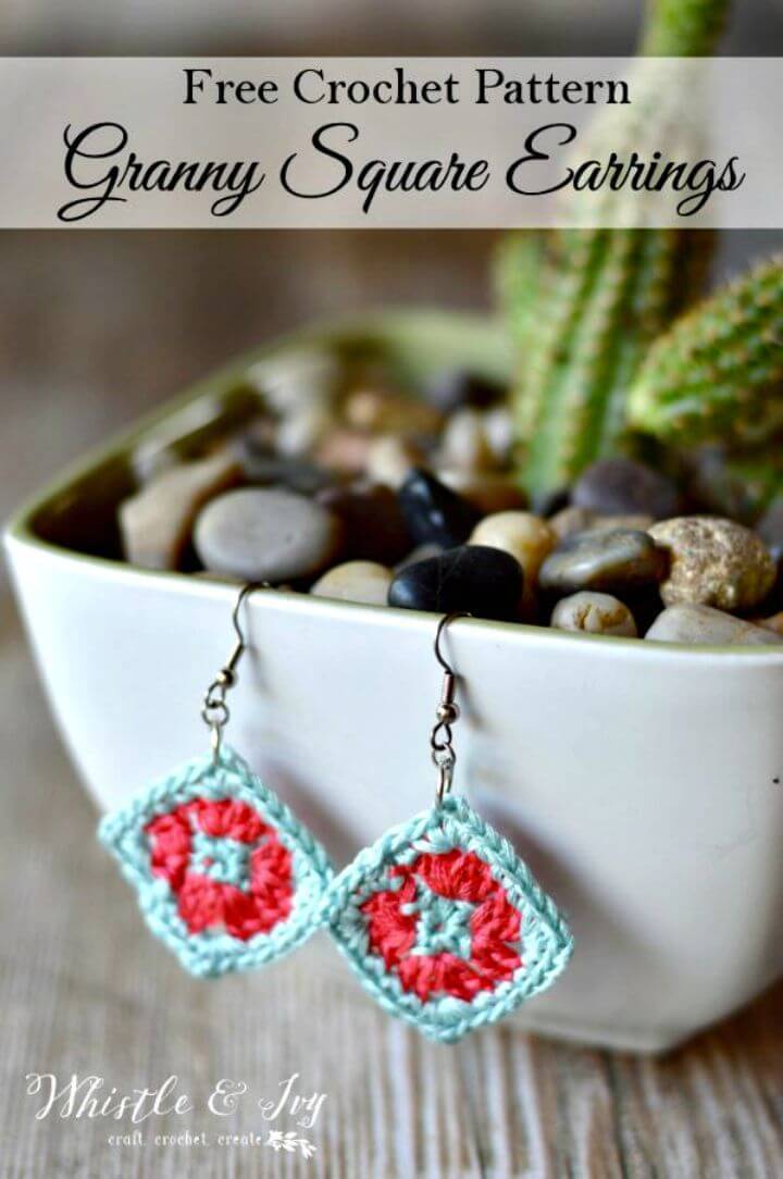 Easy Free Crochet Granny Square Earrings Pattern