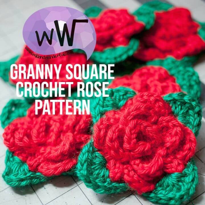 Free Crochet Granny Square Rose Pattern