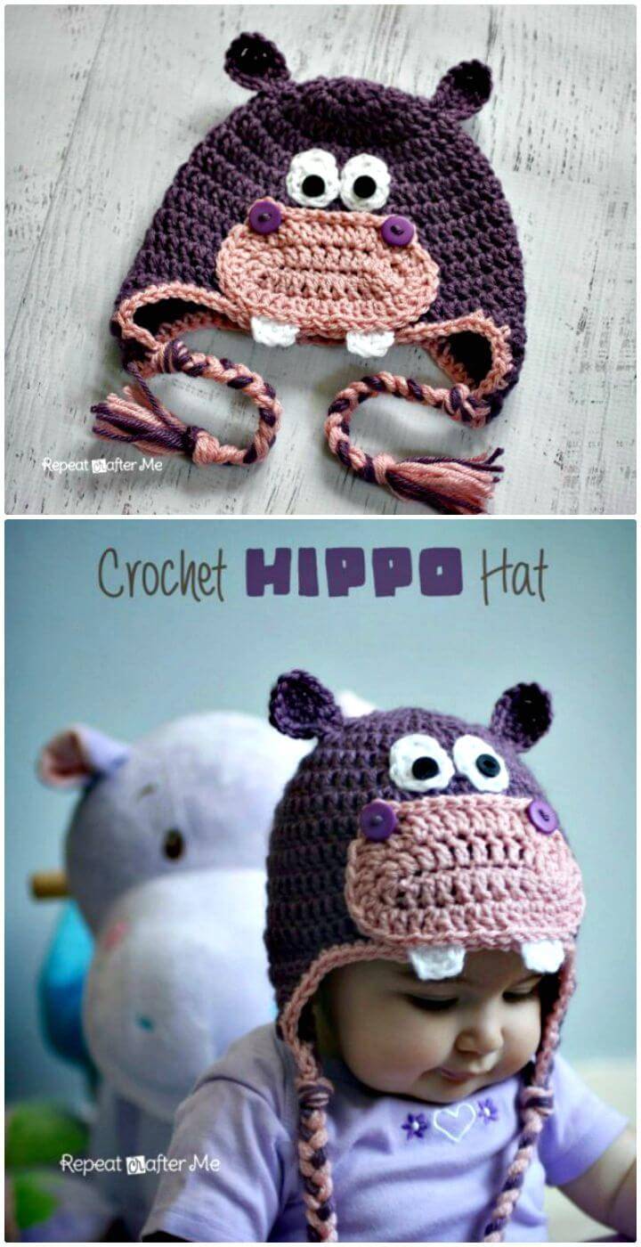 Simple Crochet Hippo Hat - Free Pattern