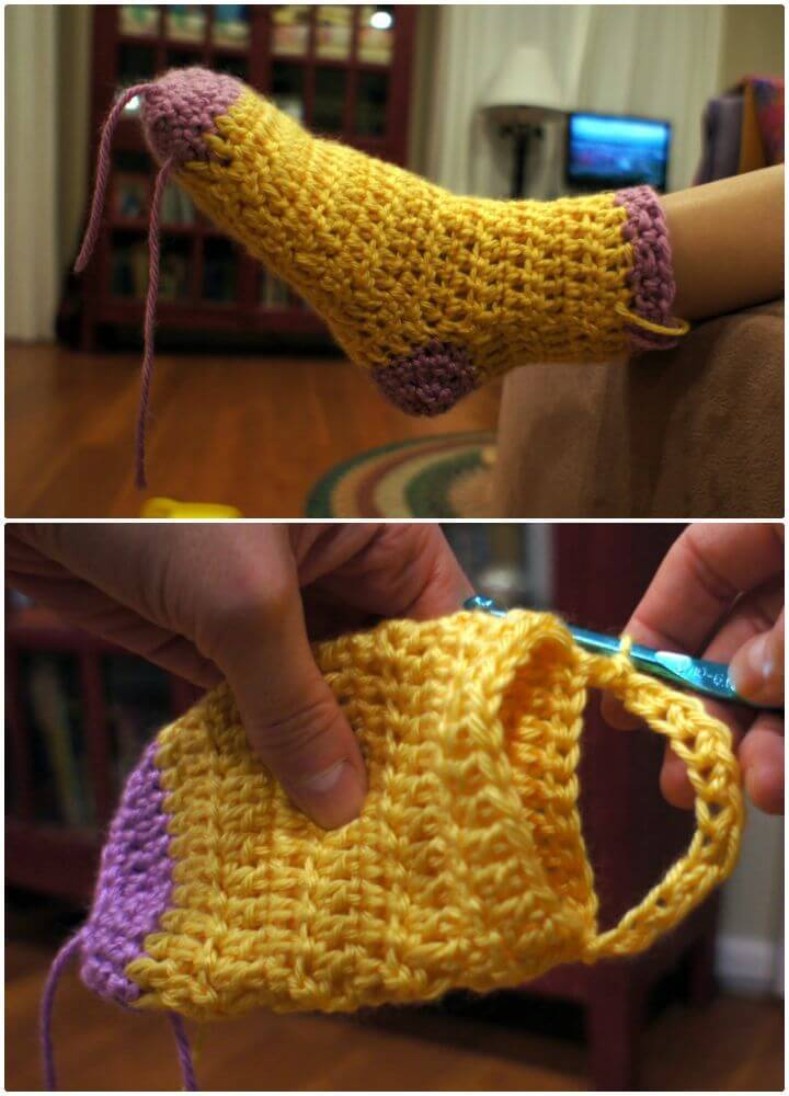 Easy Free Crochet Knee-High Boot Socks Pattern