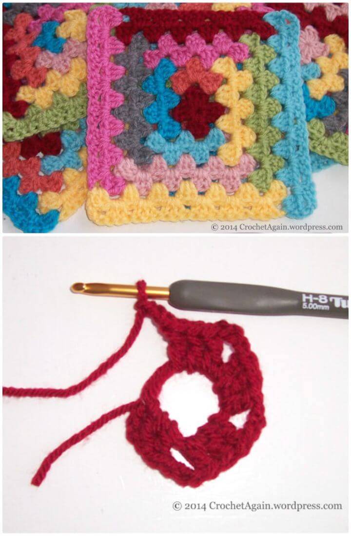 How To Free Crochet Log Cabin Granny Square Pattern