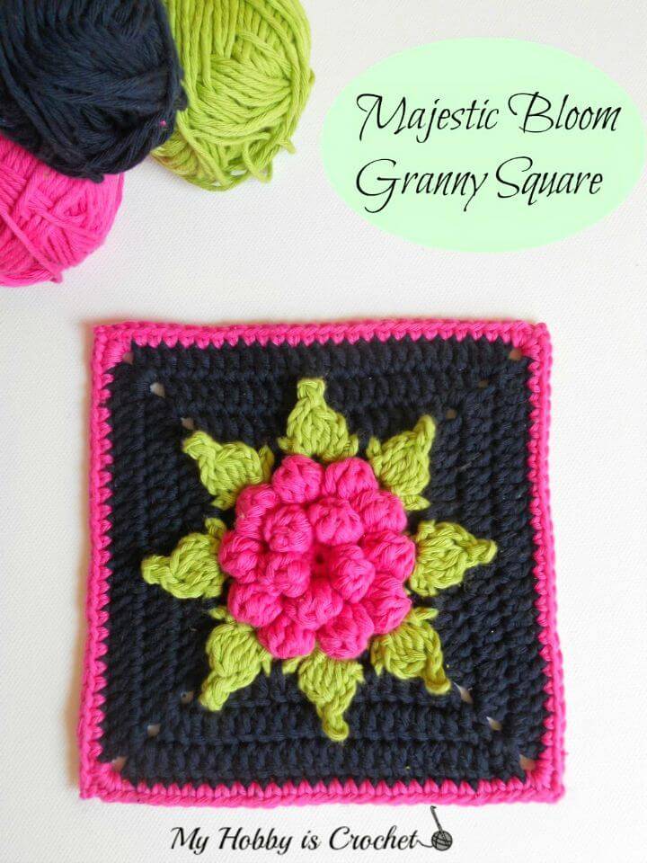 Easy Free Crochet Majestic Bloom Granny Square - Pattern With Tutorial