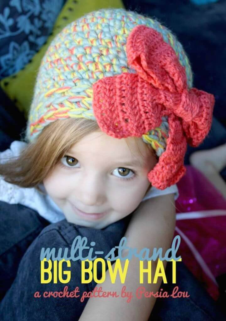 How To Free Crochet Multi-Strand Big Bow Hat Pattern