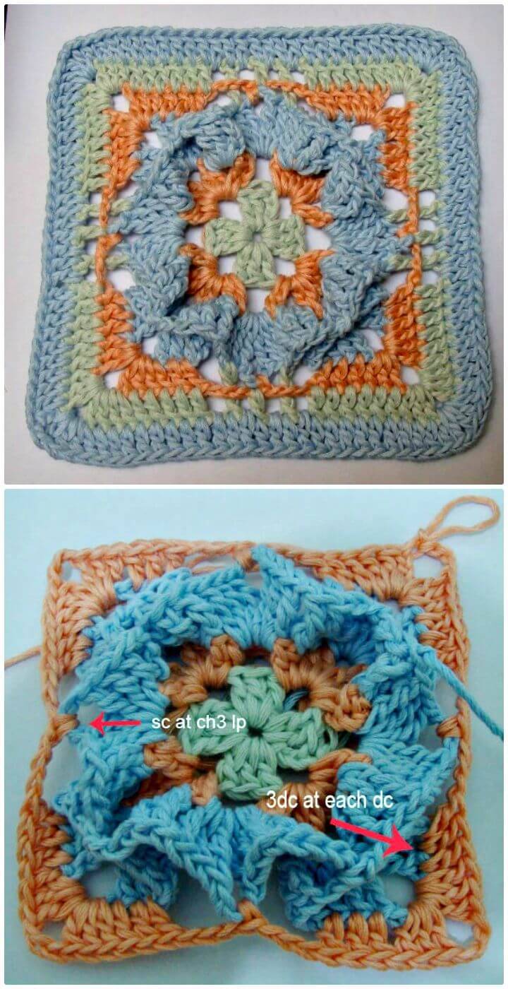 How To Free Crochet Origami Granny In My Square Pattern