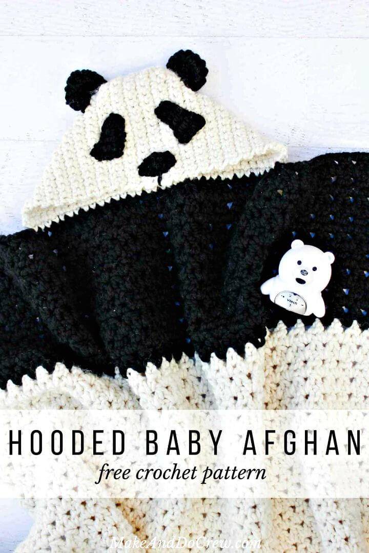 Crochet Panda Hooded Baby Afghan - Free Pattern