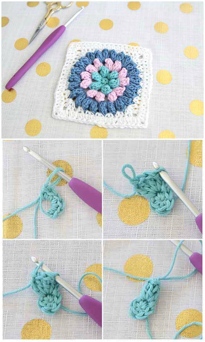 Easy Free Crochet Pretty Puffy Square Tutorial