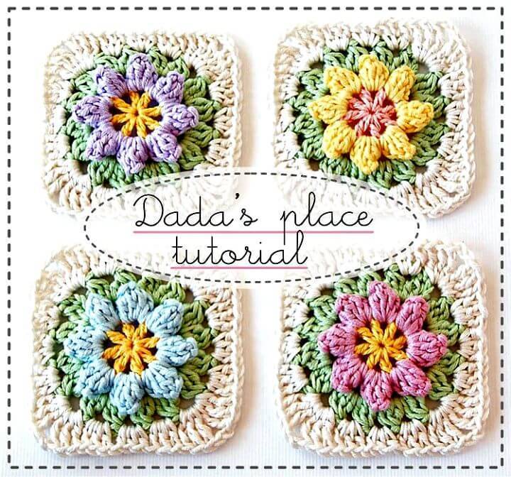 Easy Free Crochet Primavera Flowers Granny Square Tutorial