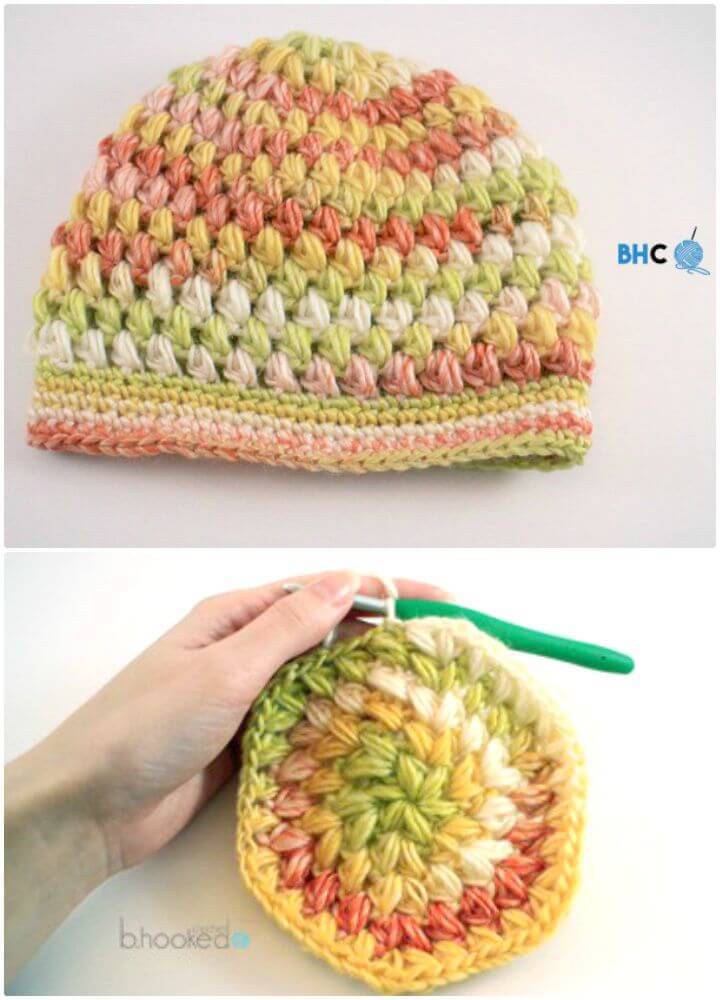 Easy Free Crochet Puff Stitch Hat Pattern