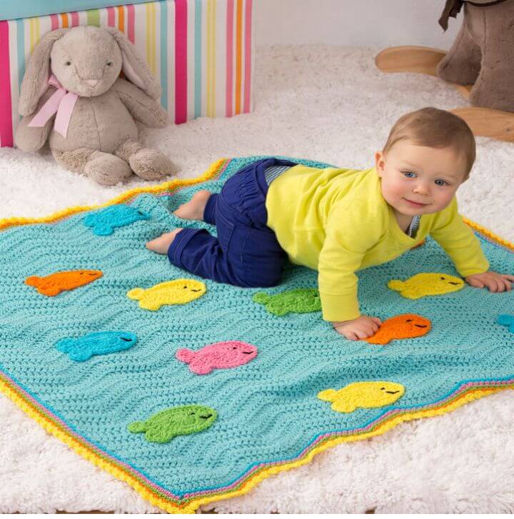 Free Crochet School of Fish Blanket Pattern