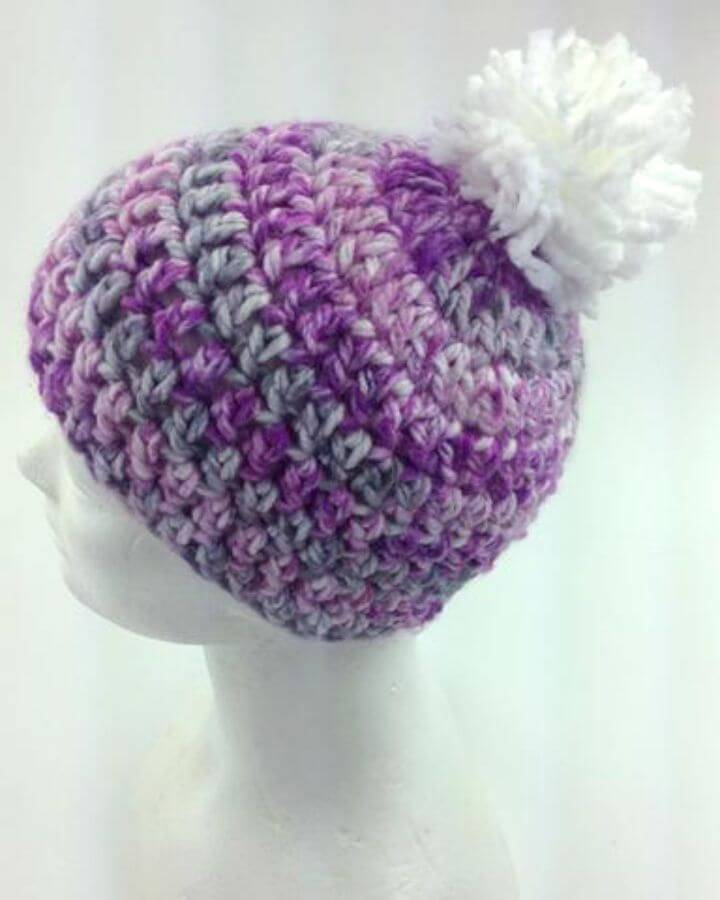 Free Crochet Serenity Hat With Pompom Pattern