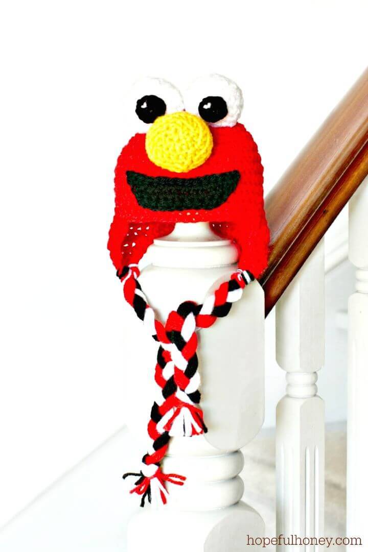 Easy Free Crochet Sesame Street Elmo Inspired Baby Hat Pattern