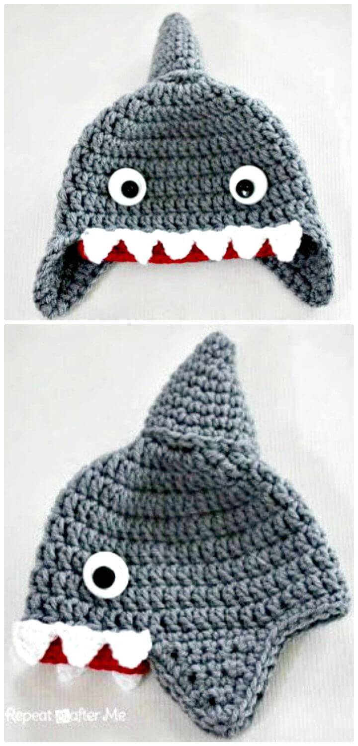 How To Free Crochet Shark Hat Pattern