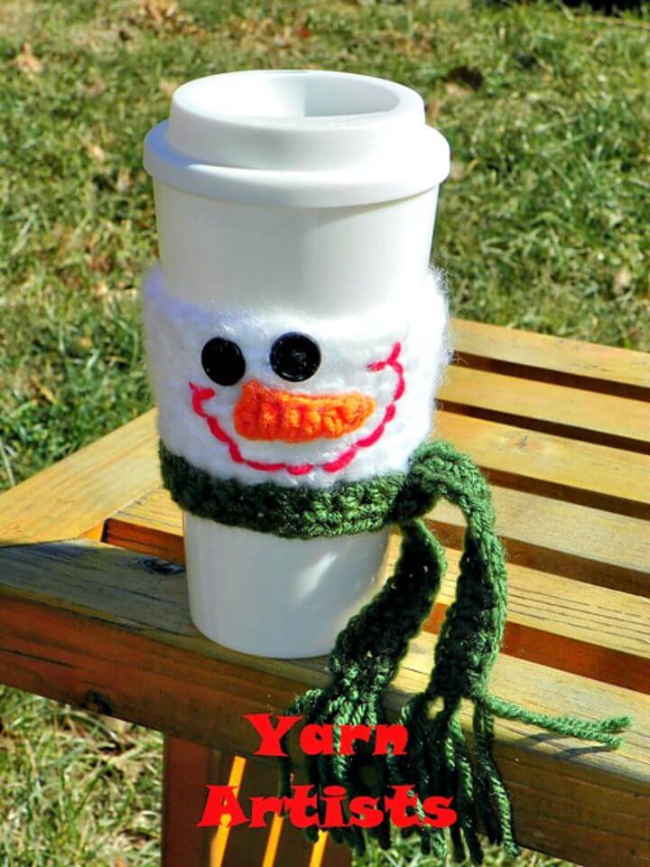 Free Crochet Snowman Cup Cozy Pattern