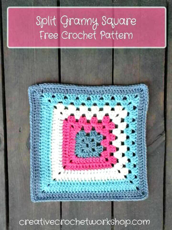 How To Free Crochet Split Granny Square Pattern