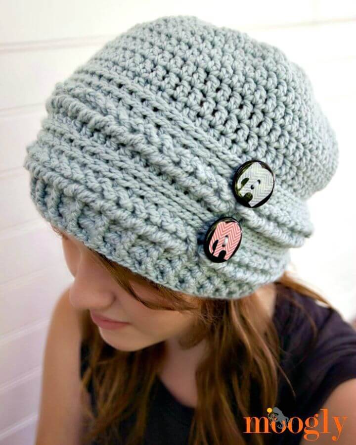 Easy Free Crochet Ups and Downs Slouchy Beanie Hat Pattern