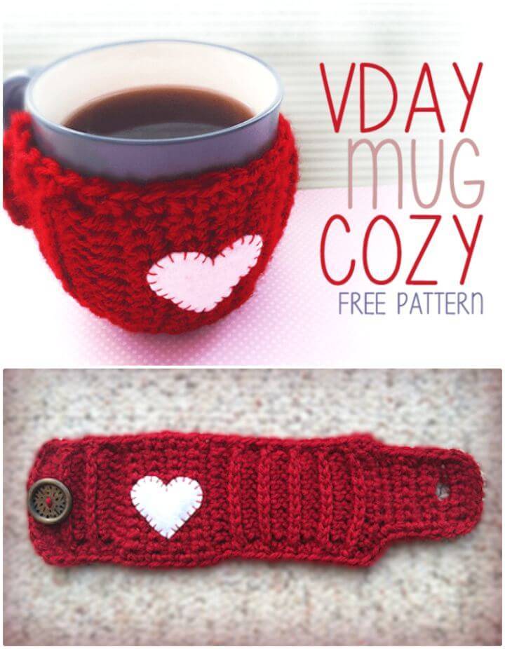 Free Crochet Valentine’S Day Mug Coffee Cozy Pattern