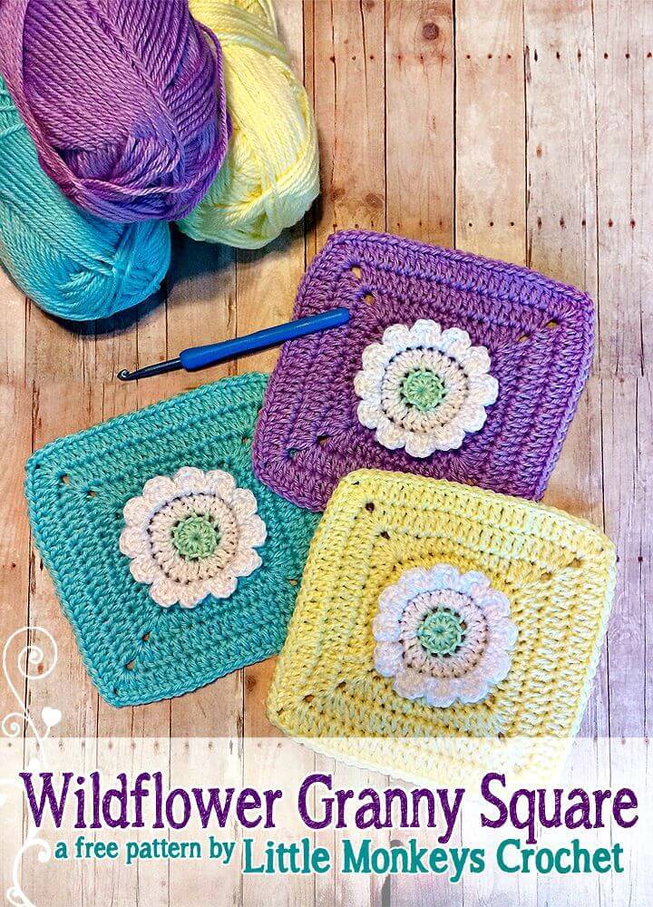 Easy Free Crochet Wildflower Granny Square Pattern