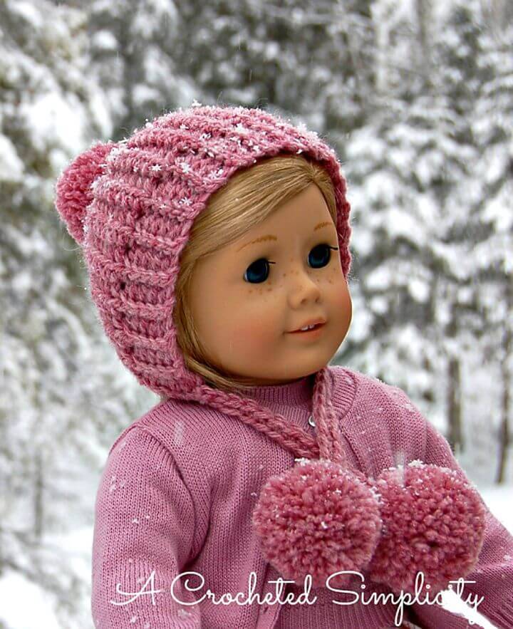 How To Easy Free Winter Poms” 18″ Doll Hat Pattern