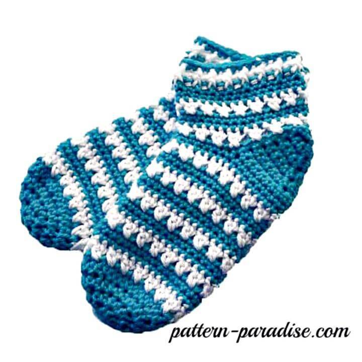 Free Crochet X Stitch Challenge, Slipper Socks Pattern