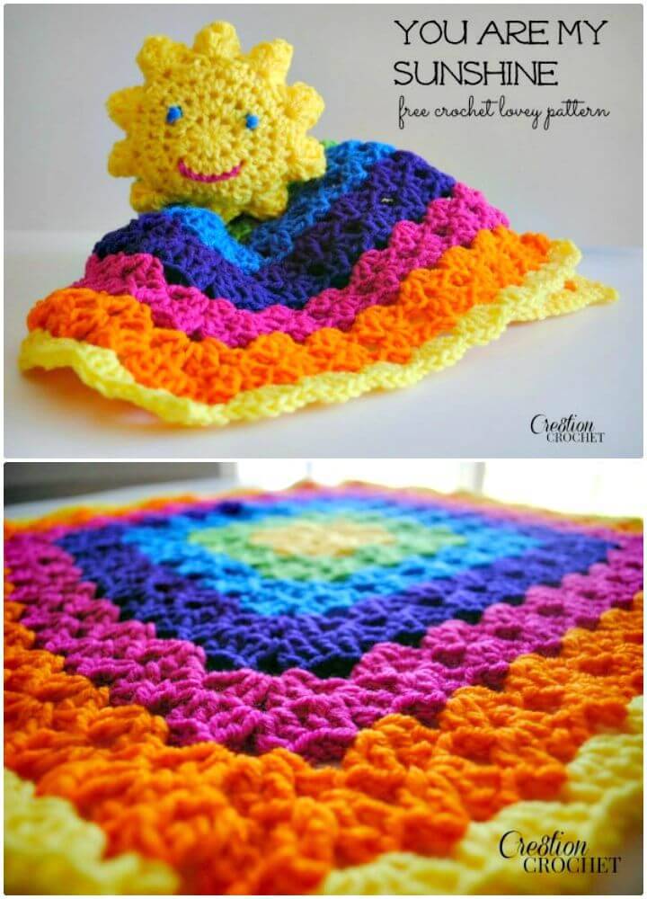 Easy Free Crochet You Are My Sunshine Lovey Pattern