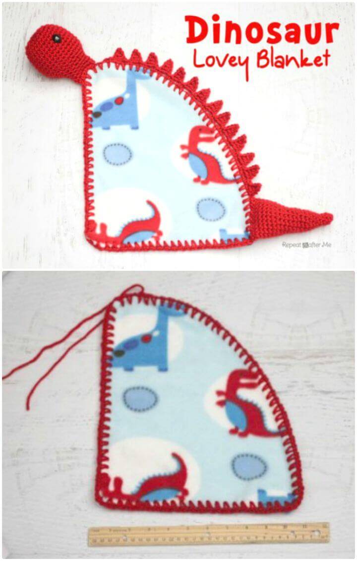 How To Free Crochet Dinosaur Lovey Blanket Pattern