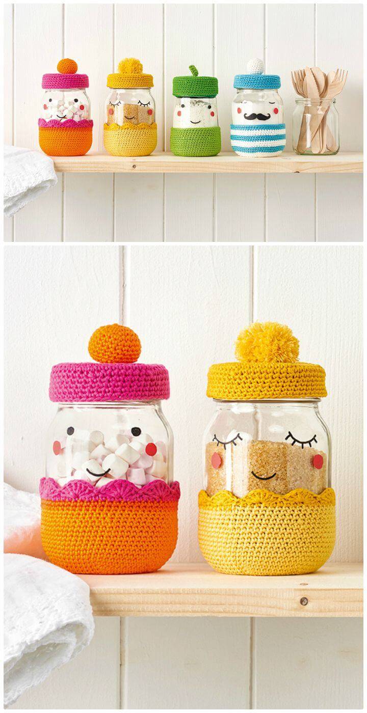 Crochet Jar Covers 35 Free Mason Jar Cozy Patterns DIY Crafts