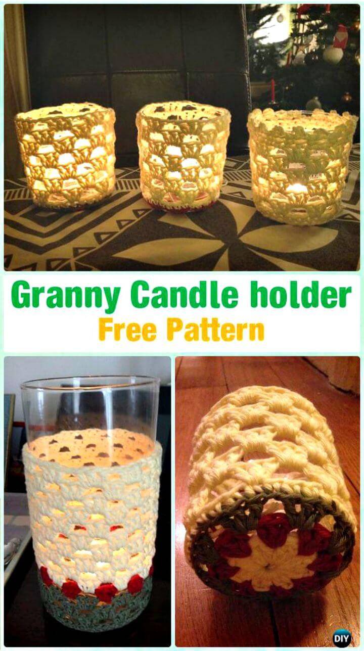 Crochet Granny Candle Holder - Free Pattern