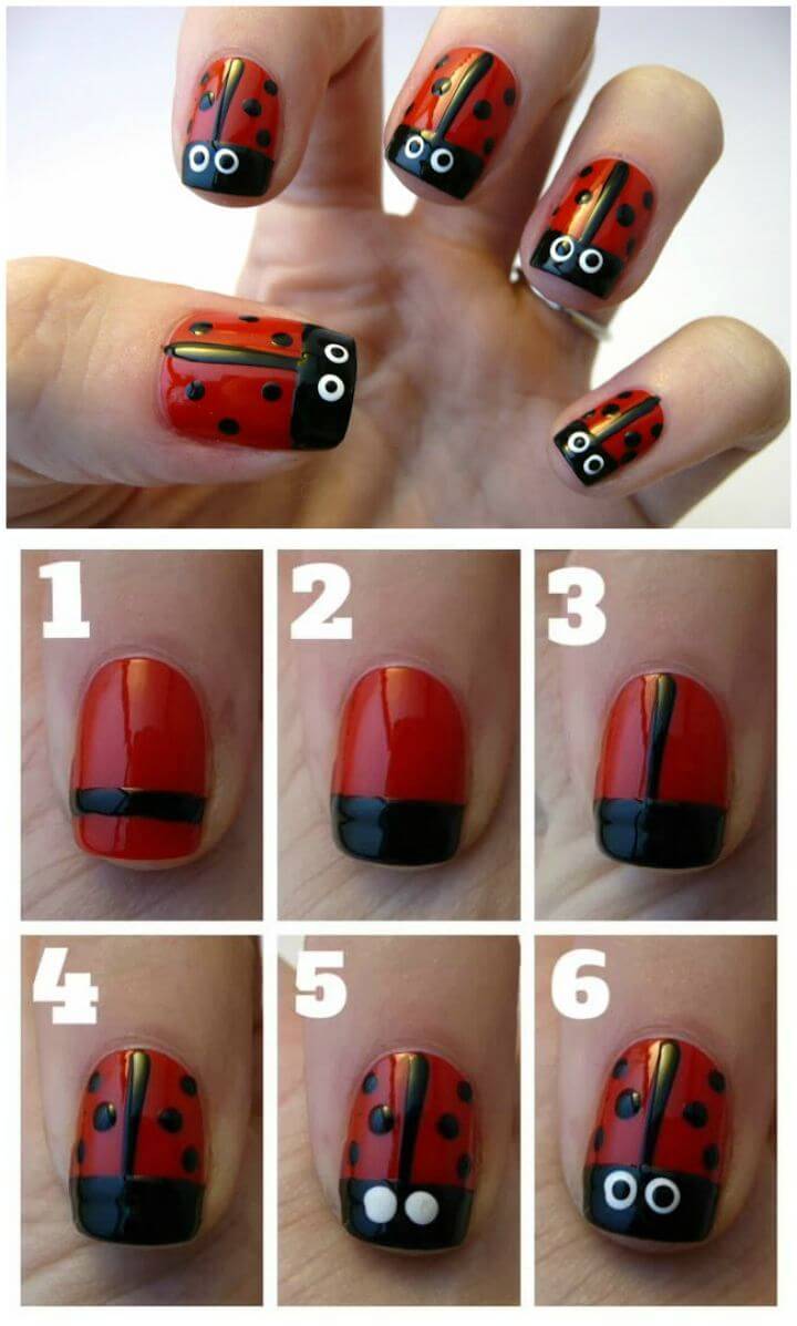 Easy DIY Ladybug Nail - Free Tutorial