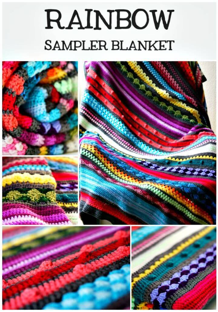 Free Crochet Rainbow Sampler Blanket - Free Pattern