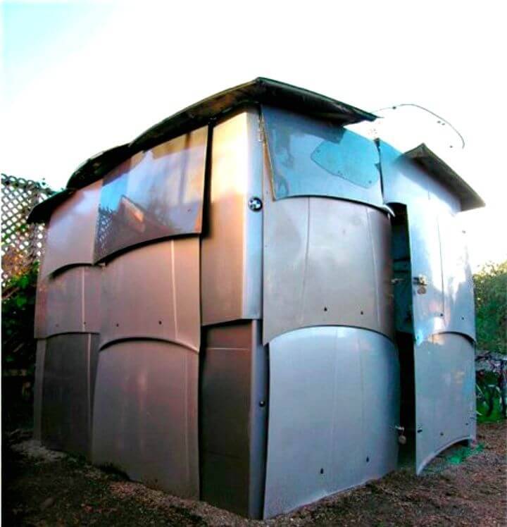 Shed Is Constructed Entirely Out Of Recycled Car Parts