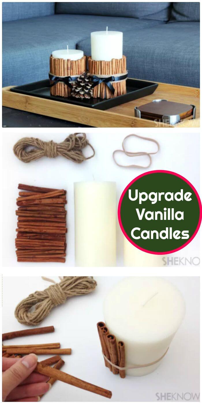 Upgrade Simple Vanilla Candles With A Cinnamon Stick