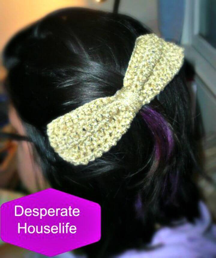Free Crochet Big Bow Hair Clip Pattern - Step By Step Instructions