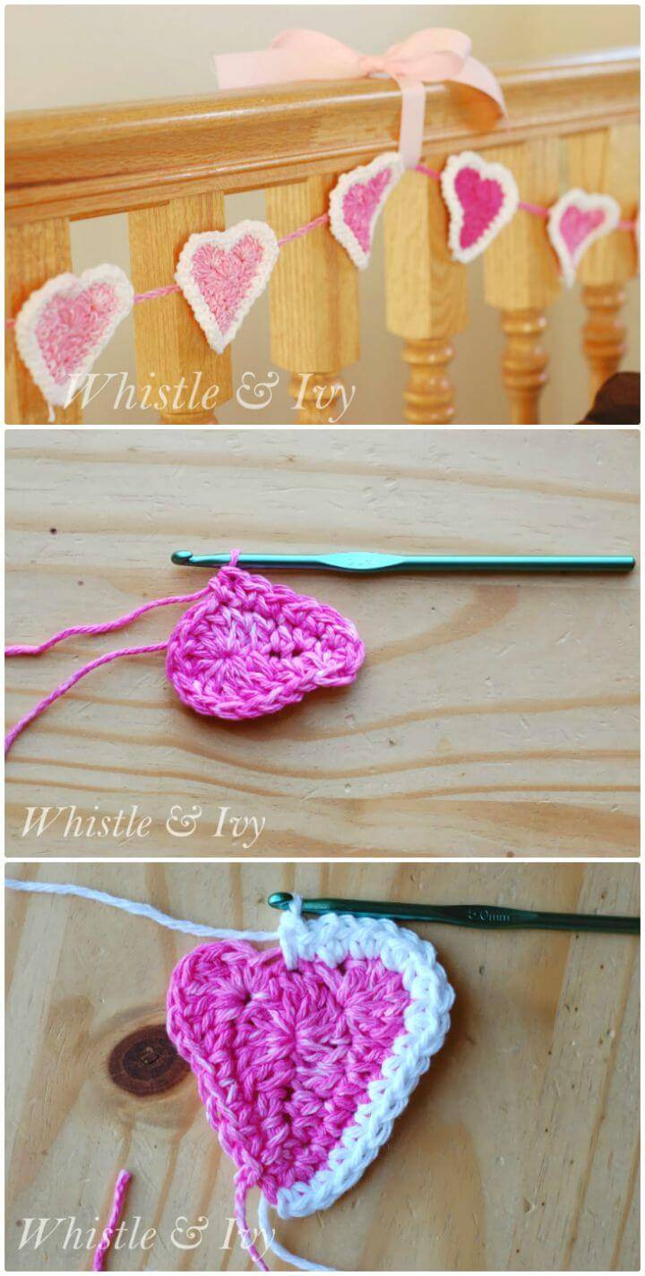 Easy Crochet Bubble Heart Garland Pattern