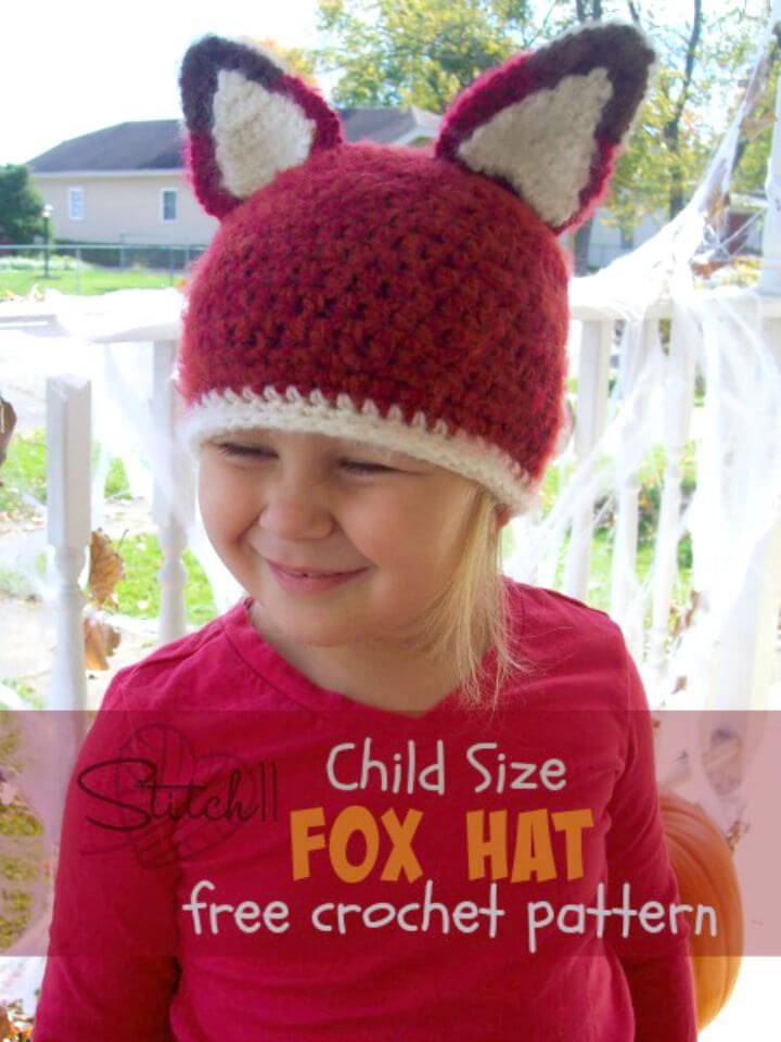 Child Size Fox Hat – Free Crochet Pattern
