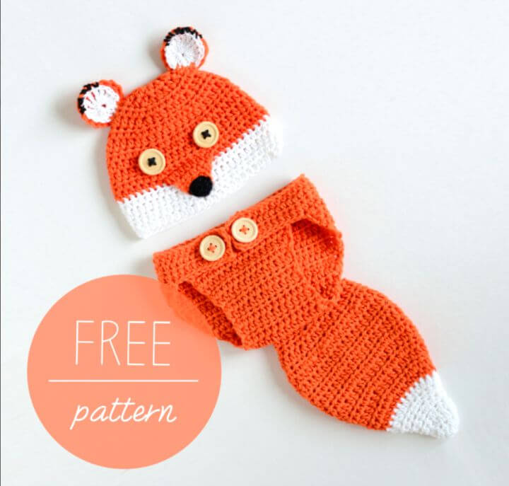 Easy Free Crochet Baby Hat And Diaper Cover Cute Fox