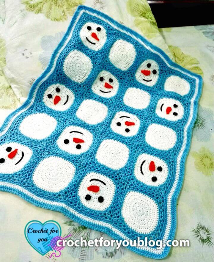 Crochet Snowman Granny Square And Blanket - Free Pattern