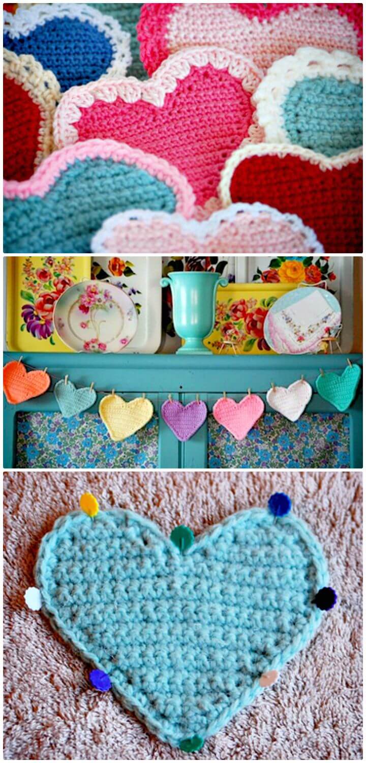 70 Cute Free Crochet Heart Patterns ⋆ DIY Crafts