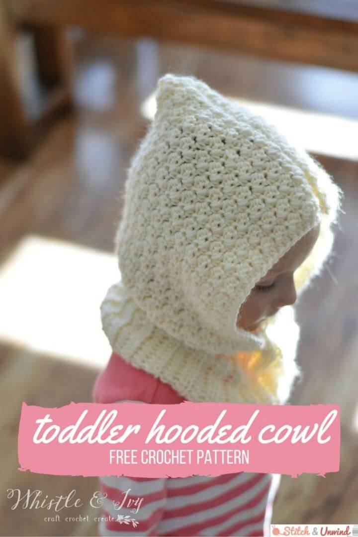 Cute Cozy Free Crochet Toddler Hooded Cowl Pattern