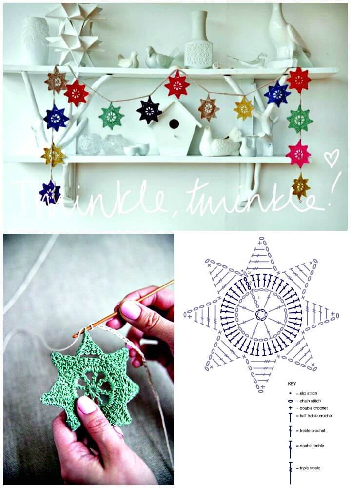 Cute Free Crochet Star Garland Pattern