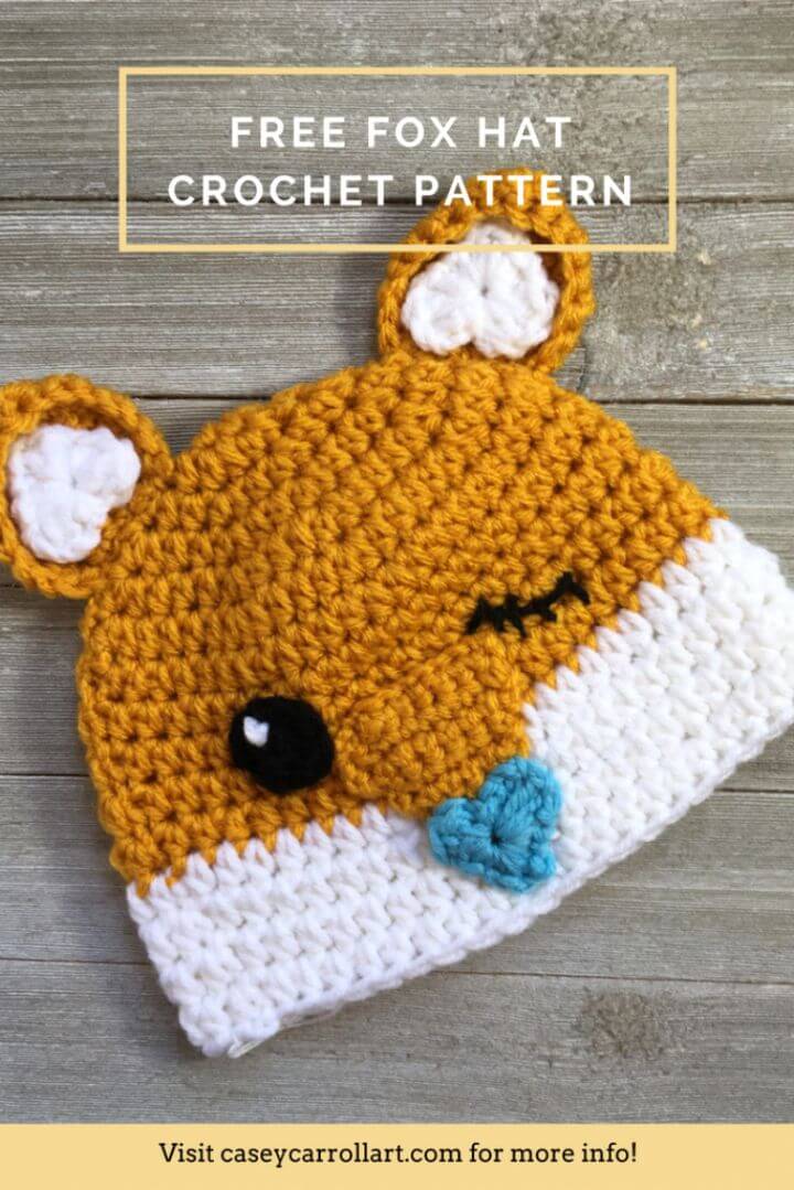 Cutesy Easy Free Crochet Fox Hat Pattern