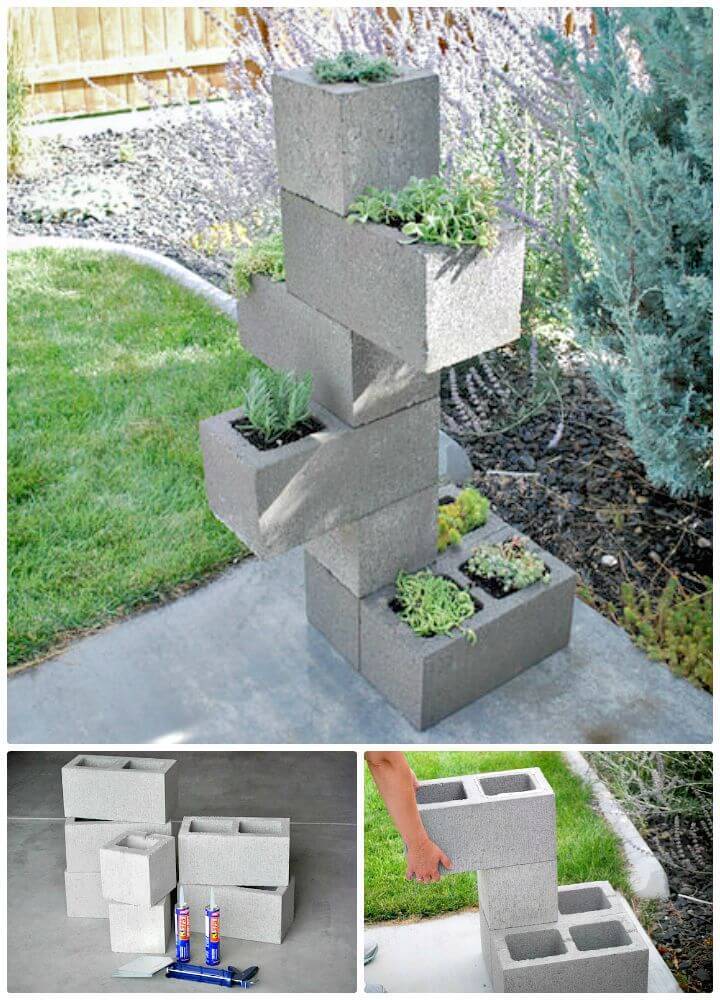 Easy DIY Cinder Block Vertical Planter - Free Tutorial