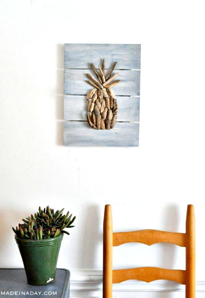Easy DIY Driftwood Pineapple Pallet Wall Art Tutorial