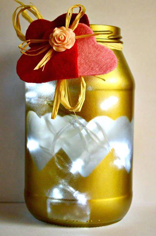 How To Easy DIY Illuminated Hearts Mason Jar Light - Gift Ideas 