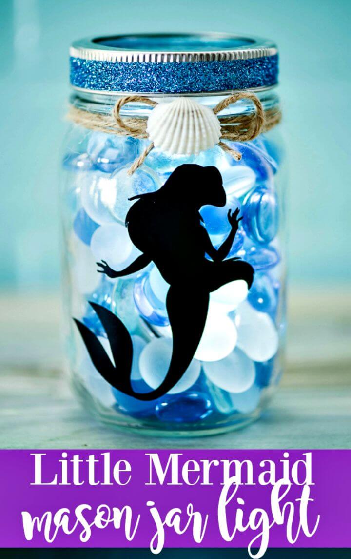 Easy DIY Little Mermaid Mason Jar Light - Homemade Lights
