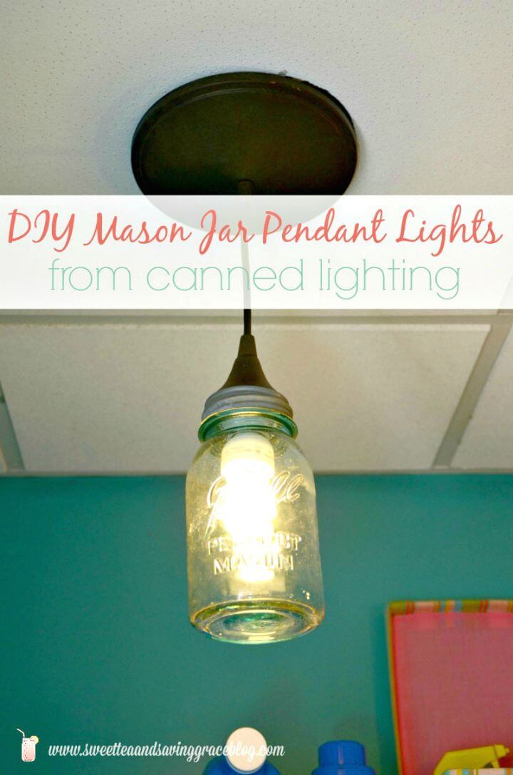 Easy DIY Mason Jar Pendant Lights - Step By Step Free Tutorial