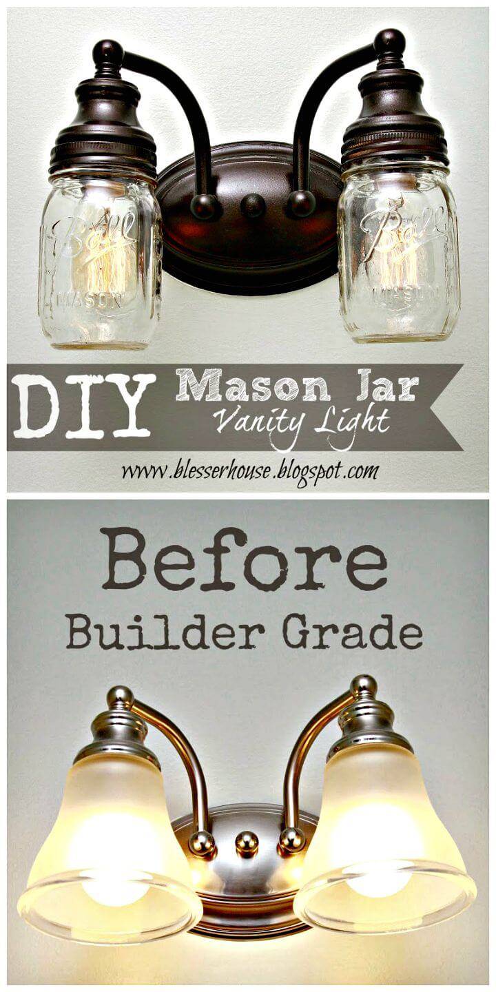 DIY Mason Jar Vanity Light - Homemade Lights

