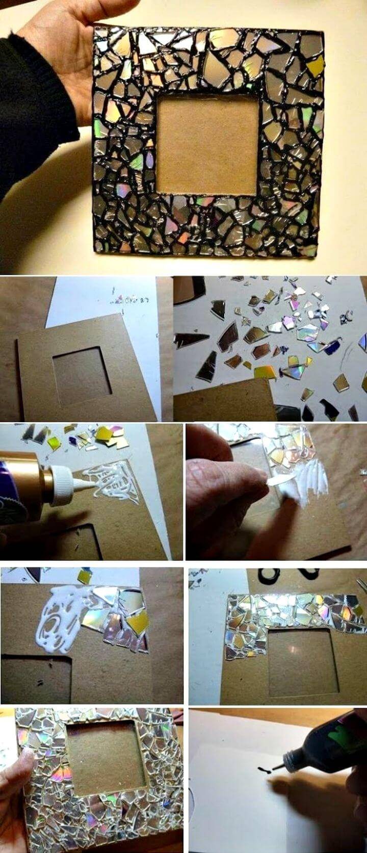 How To DIY Mosaic Frame from Old CDs